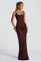 Ribbed Ruched Maxi Dress
