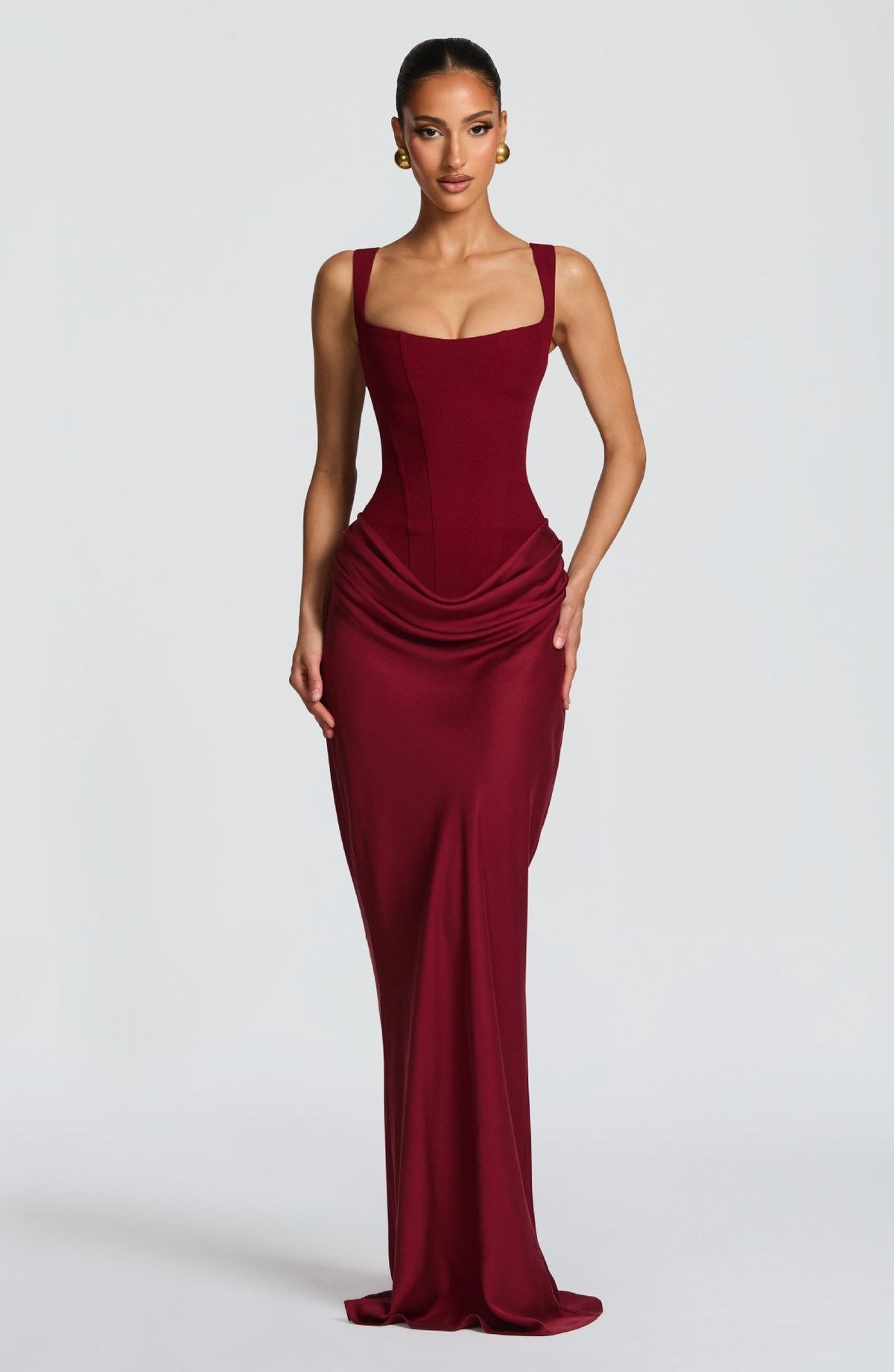 Ribbed Ruched Maxi Dress